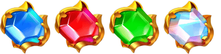 Blue, red and green gems are collected