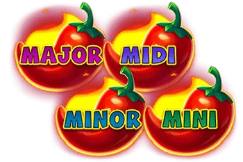 MINI, MINOR, MIDI, MAJOR BONUS symbols